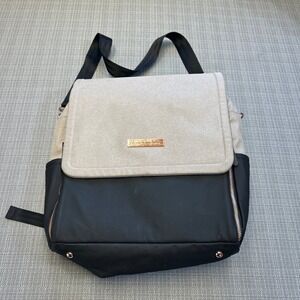 Petunia Pickle Bottom Boxy Backpack Diaper Bag Sand Black Rose Gold Accent